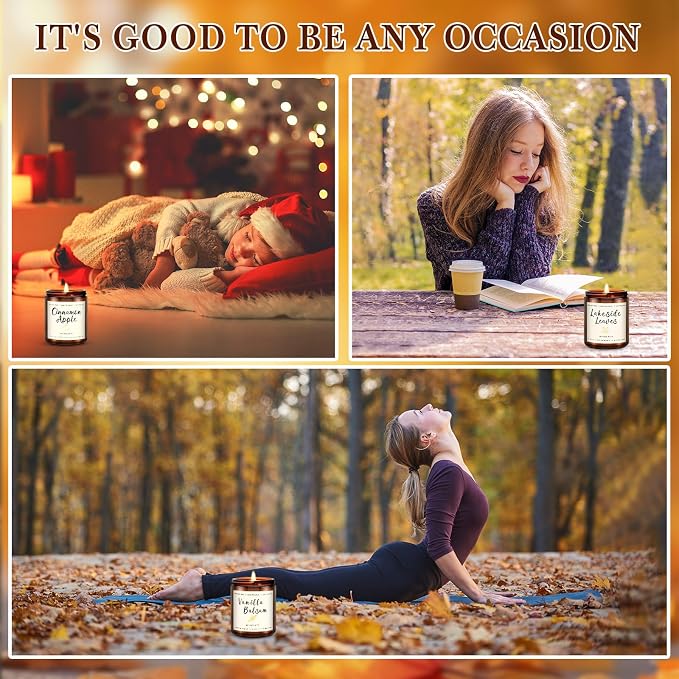 Candles for Home Scented, 6 x 7.1 oz Soy Wax & 150 Hours Long Lasting Fall Candles, Gifts for Women Birthday Thanksgiving Day Merry Christmas