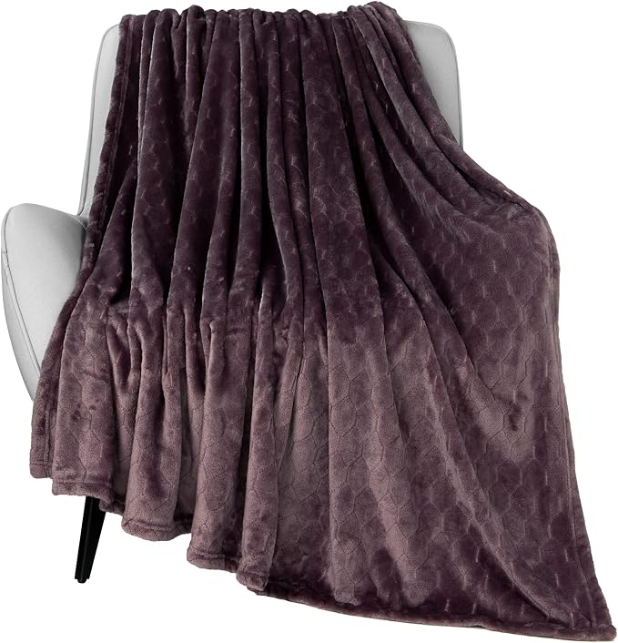 Fleece Blanket Super Soft Cozy Throw Blanket 50" x 60", Lightweight Fuzzy Comfy Textured Flannel Blanket Warm Plush Throw Blankets for Couch, Sofa, Bed, Purple