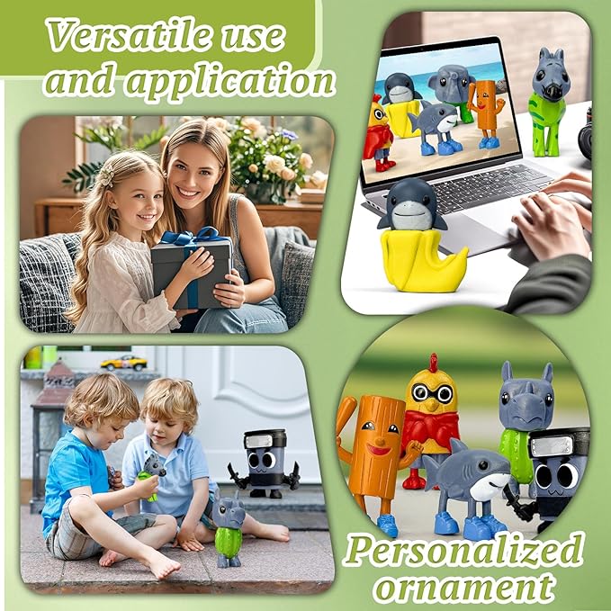 8Pcs Italian Brainrot Action Figures,Tralalero Travala Toy Set Tralalero Travala,Tung Tung Tung Sahur, Brr Brr Patapim - Brainrot fidget Toys,Decorations Gifts for Office Room Figurine Decor (8PCS-C)