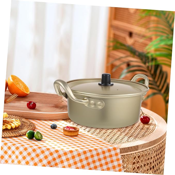 Tofficu Practical Aluminum Cooking Pot for Home Kitchen Multi-function Stew and Noodle Pot Open Fire Heating Ergonomic Design Easy to Clean