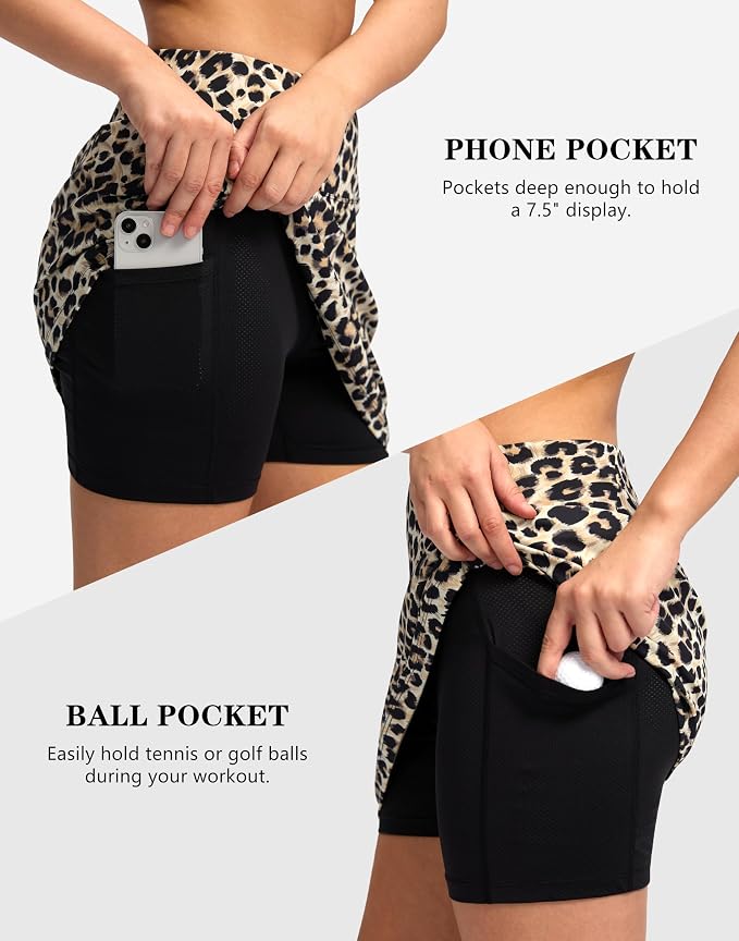 Women's Golf Skirts Skort 4 Side Pockets High Waisted Stretchy Tennis Skirt | Silky Soft, Lightweight, Breathable, Built-in Mesh Shorts, High Waisted, Elastic waistband, Moisture-Wicking, Athletic