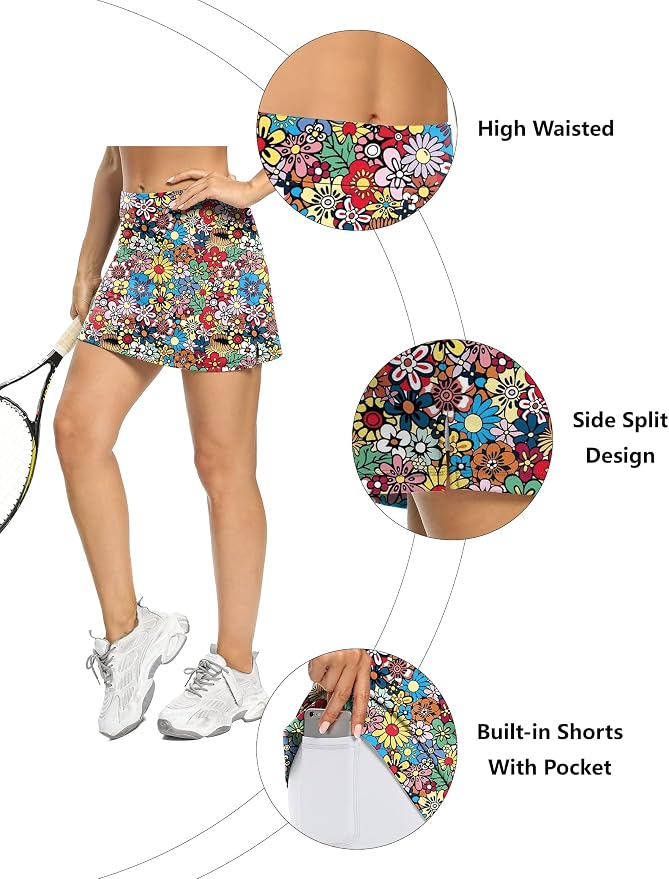 LouKeith Tennis Skirts for Women Golf Athletic Activewear Skorts Mini Summer Workout Running Shorts with Pockets