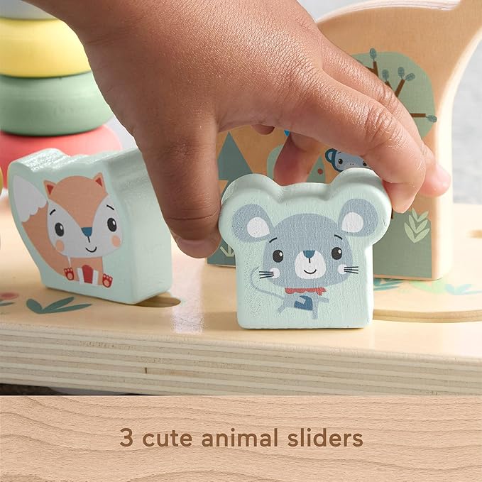 Fisher-Price Wood Toddler Toy Bead Maze, Woodland Animal-Themed Activity for Fine Motor Skill Development Infants Ages 1+ Years (Amazon Exclusive)