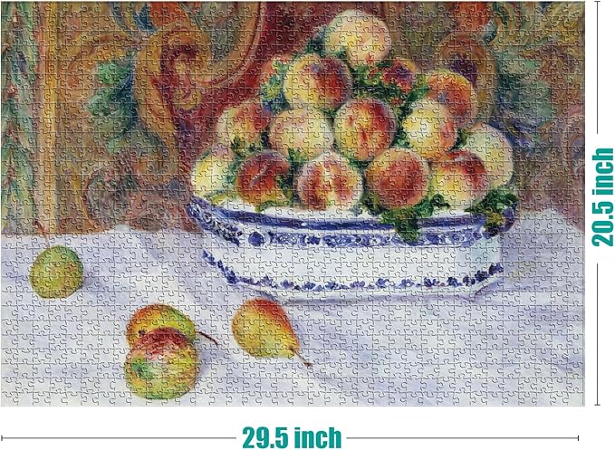 Antelope - 1000 Piece Puzzle for Adults, Still Life with Peaches, by Pierre-Auguste Renoir - Officially Licensed, Jigsaw Puzzles 1000 Pieces, High Resolution, Matte Finish, No Dust
