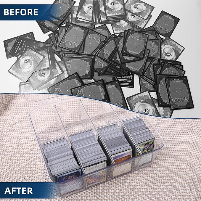 Transparent Trading Card Storage Box-Holds 2000+ Loose Cards-Plastic Card Deck Box for Baseball Cards/for Toploaders/for Graded Card/for MTG/for Magnetic Etc.