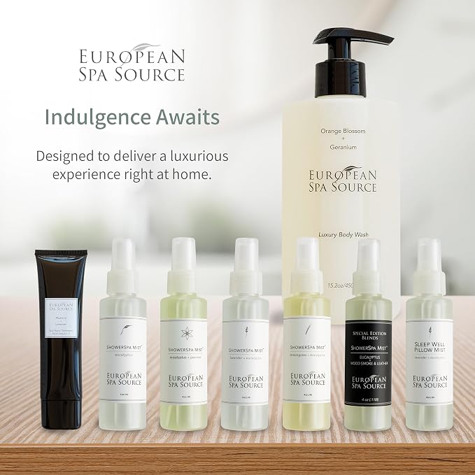 European Spa Source Jasmine + Eucalyptus ShowerSpa Mist Spray for Aromatherapy, At Home Spa Experience, Sinus Congestion Relief, and Tension Relief, 4 fl oz.