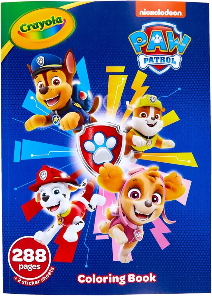Crayola PAW Patrol Coloring Book (288pgs), Kids Coloring Book Pages & Stickers, PAW Patrol Gift, Travel Activity, Toddler Toys, 3+