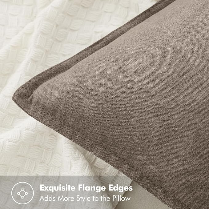 MIULEE Decorative Linen Euro Sham Pillow Covers 24x24 Dune | Boho Farmhouse Fall Autumn Couch Throw Pillows for Bed, Pack of 2 Accent Modern Pillowcases, Sofa Livingroom Home Decor