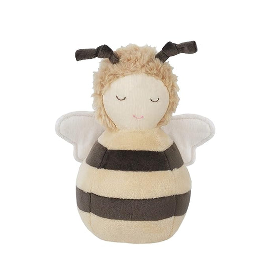 MON AMI Honey Bee Chime Activity Toy | 7-Inch Soft Velour Baby Sensory Toy | Perfect Newborn Essentials | Cute Nursery & Playroom Décor