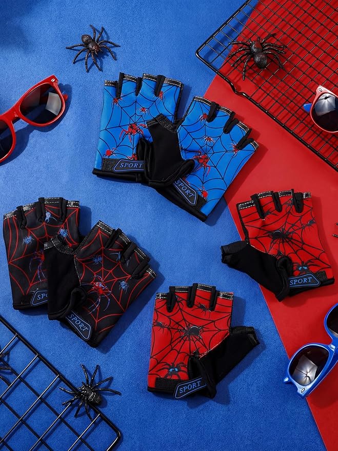 Boao 3 Pairs Kids Half Finger Bike Gloves Non-Slip Breathable Adjustable Birthday Gift for Boys Girls for Bike Workout