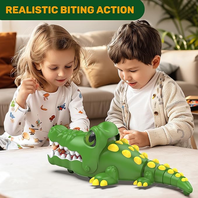 Remote Control Crocodile Toy Car, [2025 NEW] Rechargeable 2.4GHz RC Alligator Robot with Realistic Biting Action, 3-in-1 Prank Game & Interactive Car - Fun Birthday Gift for Boys & Girls Ages 3-10