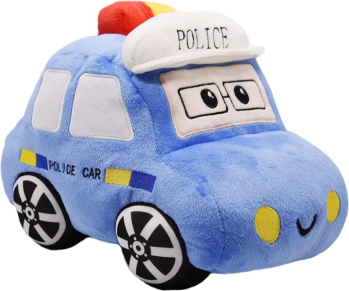Soft Plush Police Car Stuffed Toy Super Cute Blue Squad Cars Plushie Excellent Gifts for Kids or Birthday Party 11 Inches (Police Car)