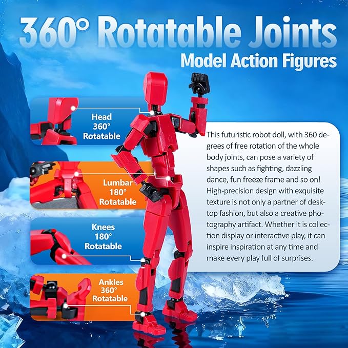Assembly Completed Action Figure, Model 13 Multi-Jointed Movable, 3D Printed Toys, Robo 13 Figure for Collector Desktop Decorations, Christmas Stocking Stuffers Birthday Gift for Teens Boys Girls