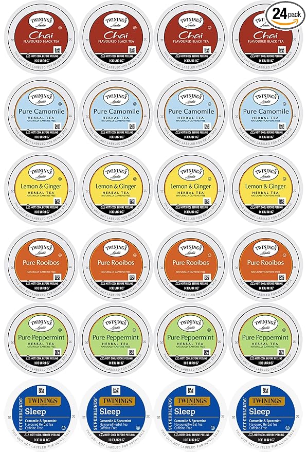 Twinings Tea K-Cup Assortment, Herbal & Black (Pack of 24) – Perfect Gourmet Gift Set