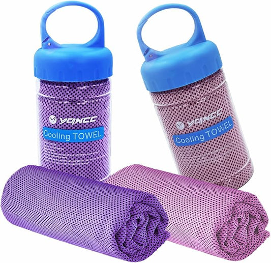 YQXCC 2 Pack Cooling Towels (47"x12"), Ice Cool Neck Towel, Soft Breathable Microfiber for Yoga, Golf, Gym, Running, Camping & Hot Weather