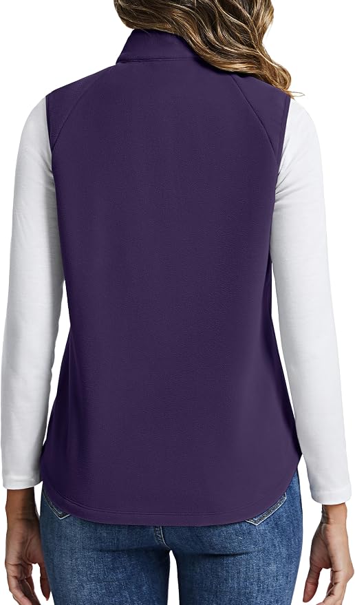 TACVASEN Women Polar Fleece Zip Up Vest with Pockets Lightweight Outerwear | Warm Thermal Sleeveless Jacket Suitable for Hiking Camping Travelling in Cool Autumn and Winter Weather