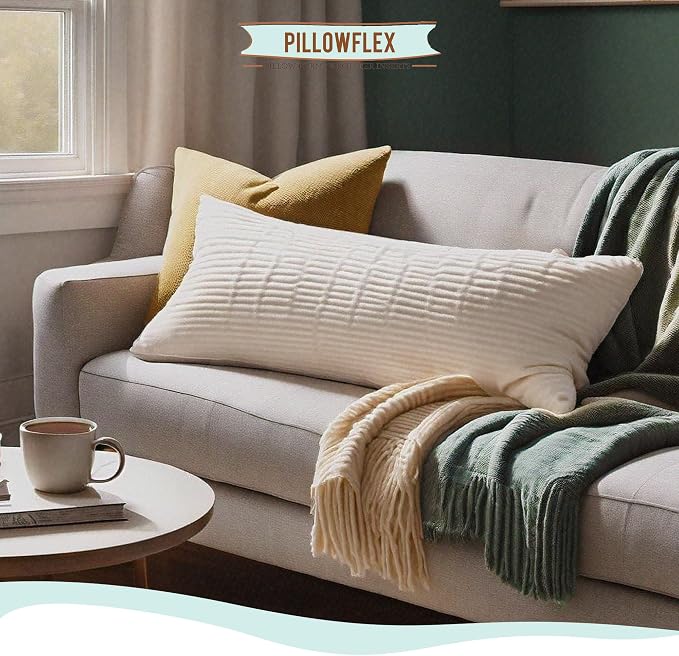 Pillowflex Synthetic Down Pillow Insert 18x22 in - Karate Chop Pillow | Large Rectangle Sham Form, Plush Polyester Cotton Blend, Cloud-Like Comfort, Clump-Resistant Fill, Smooth Elegant Finish