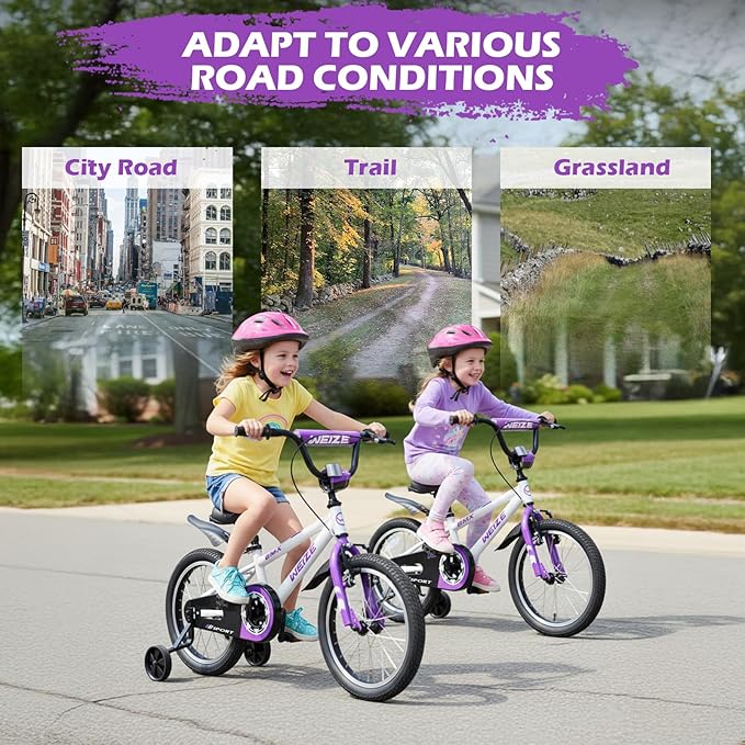 WEIZE Kids Bike,14 16 20 Inch Children Bicycle for Boys Girls Ages 3-12 Years Old, Rider Height 32-60 Inch, Coaster Brake, Multiple Color Options