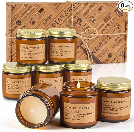 8 Pack Scented Candles for Home,Long Lasting Soy Wax Candle Gift Set, Aromatherapy Candle Gifts for Womens Birthday Anniversary Present