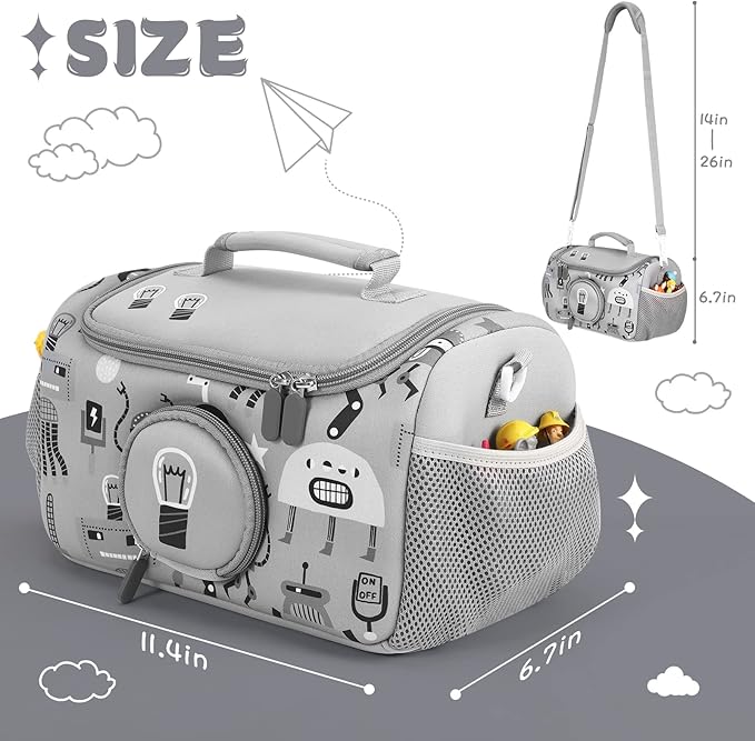 Carrying Case Compatible with Little Tikes Story Dream Machine Books Starter Set, Storage Carrier Bag for Storytime Audio Play Real for Littles Character Collection (Gray)