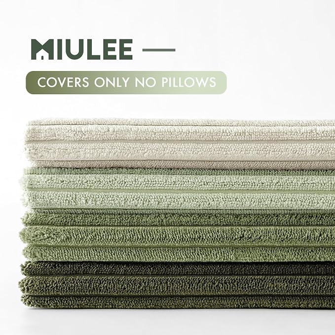 MIULEE Soft Corduroy Decorative Throw Pillow Covers Light Green 20x20 | Set of 4, Mordern Nordic Decor, Light Green Gradient Matching, Boho Farmhouse Cushion Covers for Couch Bed Sofa Living Room