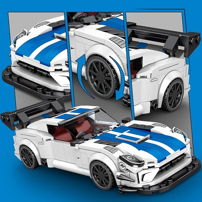 HIGH GODO Sports Car Building Set, Racing Car Decor Model Kit, Cool Collectible Cars Toys Gifts for Adults Teens Age 14+ (394 Pieces)