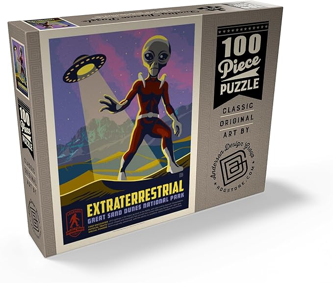MyPuzzle Legends of The National Parks: Great Sand Dune's Extraterrestrials, Vintage Poster - Premium 100 Piece Jigsaw Puzzle for Adults