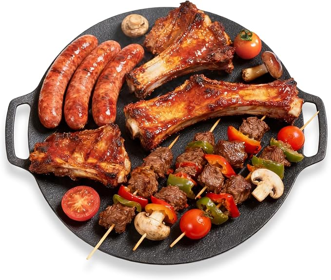 Korean Grill Pan,Round Premium BBQ Grill Pan,Non-stick Griddle Plate for Gas Stove Indoor Outdoor Camping Party(25cm)
