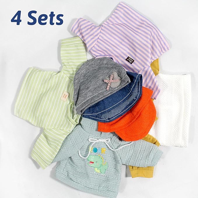 Baby Dolls Clothes Boy for 12 13 14 15 16 Inch Dolls, Doll Clothes 12-14-16 Inch Dolls, 4 Sets 15 inch Doll Outfit Accessories fit Doll Newborn Baby Doll Boy
