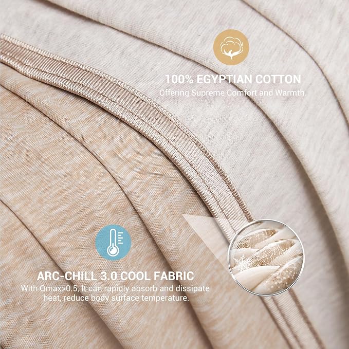 Elegear Arc-Chill 3.0 Cooling Blanket for Hot Sleepers, Twin Size, Beige | Q-Max>0.5 Cooling Fabric, Absorbs Heat to Keep Body Cool, Breathable Summer Blankets for Night Sweats & Menopause, 59"x79"