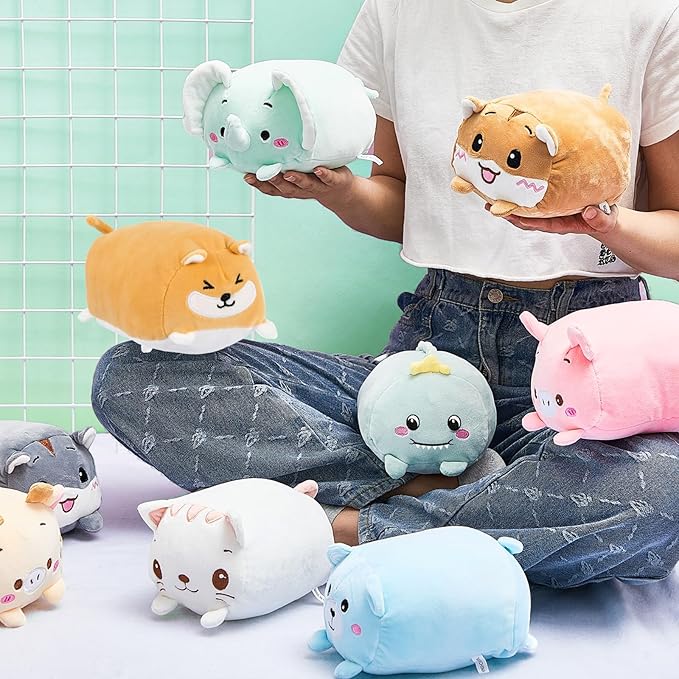 Leitee 9 Pcs Stuffed Animals Plush Bulk 8 Inch Cute Plushies Toys Plush Pillow for Boys Girls Birthday Gifts Box Toys for Classroom Prize, Party Favors for Kids (Cute)