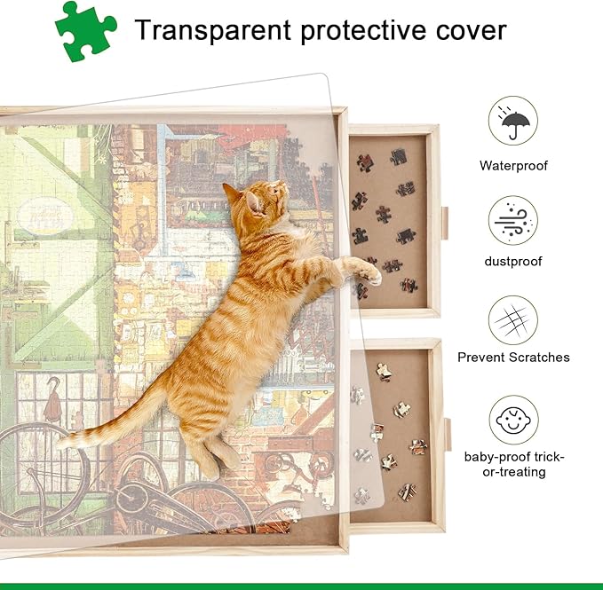 ALL4JIG 1500 Pieces Rotating Puzzle Board with 4 Drawers and Cover,25"x34" Portable Wooden Jigsaw Puzzle Table for Adults,Lazy Susan Spinning Puzzle Boards Birthday Gift for mom