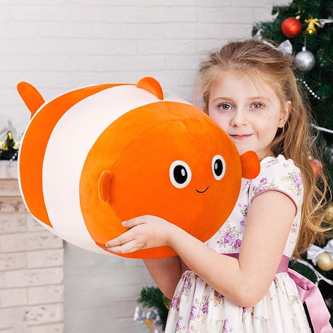 Wepop 20in Clown Fish Stuffed Animal, Big Clown Fish Plush, Cuddle Stuffed Plushies Pillows Gifts for Kids Adults Boys and Girls