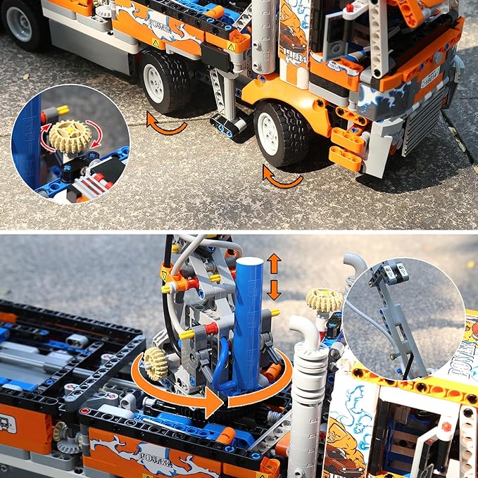 Mould King 19014 Tow Truck Building Blocks Kit, Pneumatic Concrete Pump Truck Model, Engineering Crane Toy for Adults, Collectibles Gift(2098 Pieces)