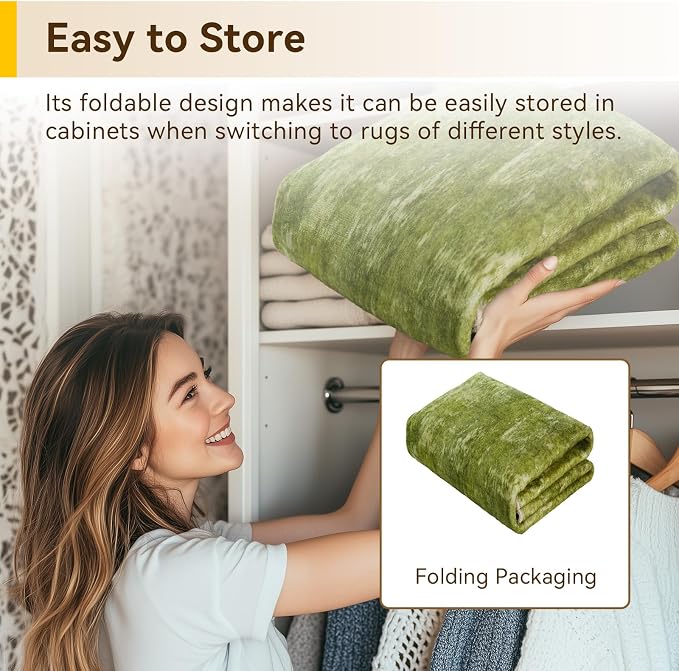 RELEANY Washable 9'x12' Abstract Area Rug for Living Room Grass Green | carpet for bedroom, kitchen, office, hallway and entryway, printed pattern, non-slip, soft, stain-resistant, easy to clean