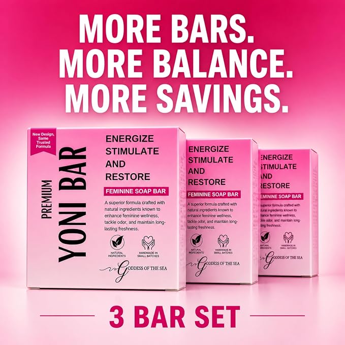 Premium Yoni 3 Bar Bundle - Natural Feminine Care Soap for pH Balance, Odor Control & Hydration | Organic Herbal Ingredients | Gentle yet Effective for Daily Intimate Hygiene | Handmade & Vegan