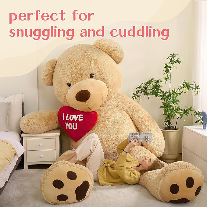 Red Heart Giant Jumbo Teddy 10ft, Huge Teddy Bear Stuffed Animals with Embroidered I Love You for Girlfriend Boyfriend Christmas Birthday, Celebrations, Huge Valentines Teddy Bear Gifts