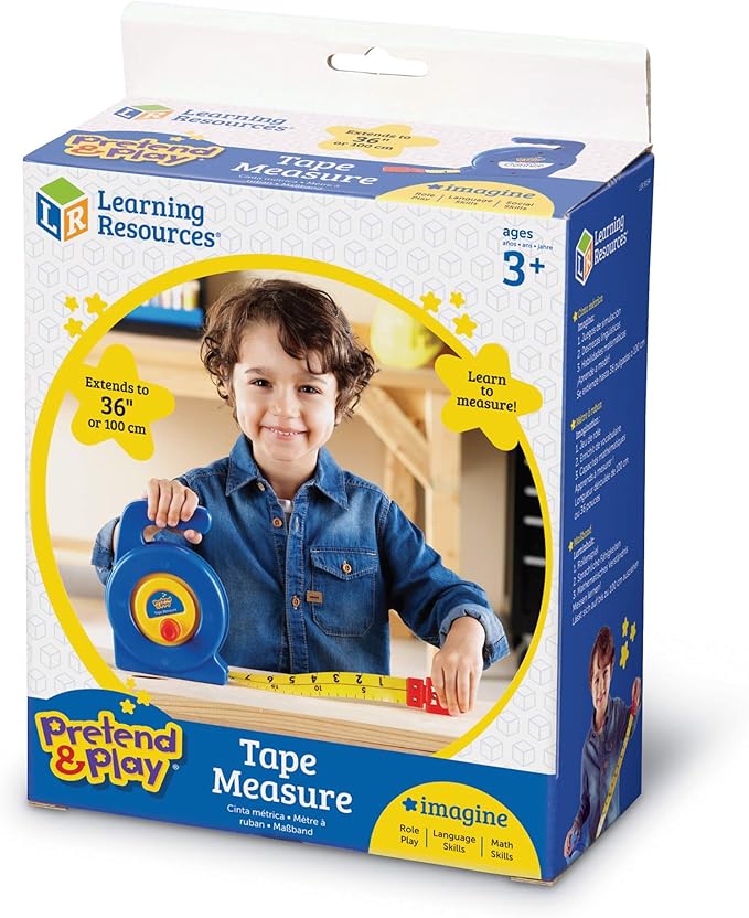 Learning Resources Pretend Play 3" Long Tape Measure - Ages 3+ Kids Measuring Tape, Measuring Tape Retractable, Educational Toys for Kids