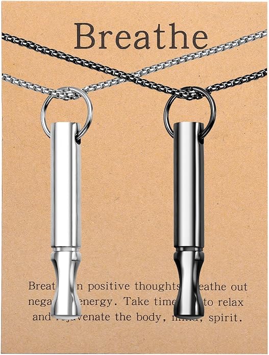 Mindfulness Breathing Necklace Stress Relief Pendant Stainless Steel Anxiety Breathe Necklace for Women Men