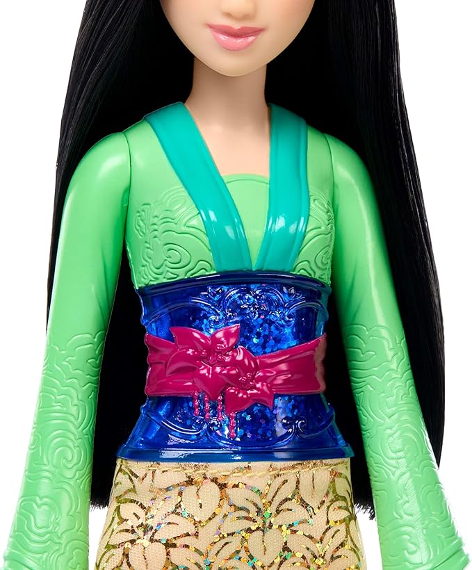 Mattel Disney Princess Mulan Doll in Sparkling Fashion with Removable Skirt, Headband and Shoes, Posable & Collectible, Inspired by Movie