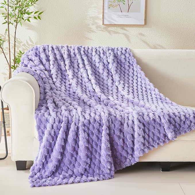 NEWCOSPLAY Fleece Clouds Cozy Throw Blanket for Couch, Lavender, 50"x60" | Premium Silky Flannel Blanket, Soft Lightweight Fluffy Throw Blanket for Bed Sofa Decor, Gift for All Season Use
