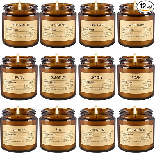 12Pack Scented Candle Set - Aromatherapy Candle Gift Set – Long Lasting Jar Candles for Men| Women, Ideal for Birthdays, Mother's Day Thanksgiving Gifts