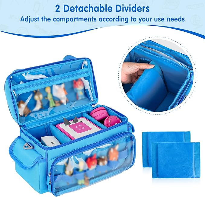 Carrying Case Compatible with Toniebox Starter Set Bundle, Cute Storage Travel Bag Compatible with Little Tikes Story Dream Machine Books Starter Set, Blue & Pink(Bag Only)