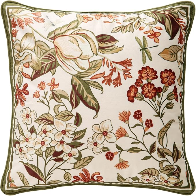 Designer Vintage Velvet Throw Pillow Cover,18"x18"-Grace A | Pillow Cover,Concealed Zipper Design,Dragonfly Pattern,Sofas,Bedroom,Living Room,Lounge Chairs,All Season Home Decor