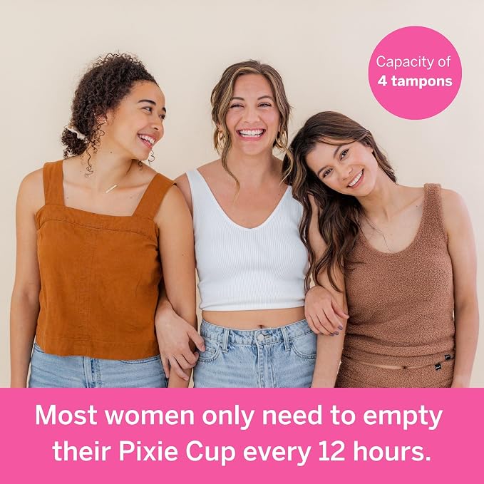 Pixie Soft Menstrual Cup - Ranked 1 for Most Comfortable Reusable Period Cup - Buy One We Give One - Includes Ebook Guide, Cleaning Wipes, Lube, & Storage Bag - Tampon and Pad Alternative