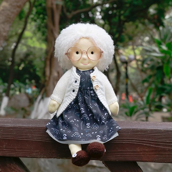 Handmade Soft Girl Rag Doll - Ella 12" with Cute Stuffed Plush, Ideal First Doll for Babies & Toddlers