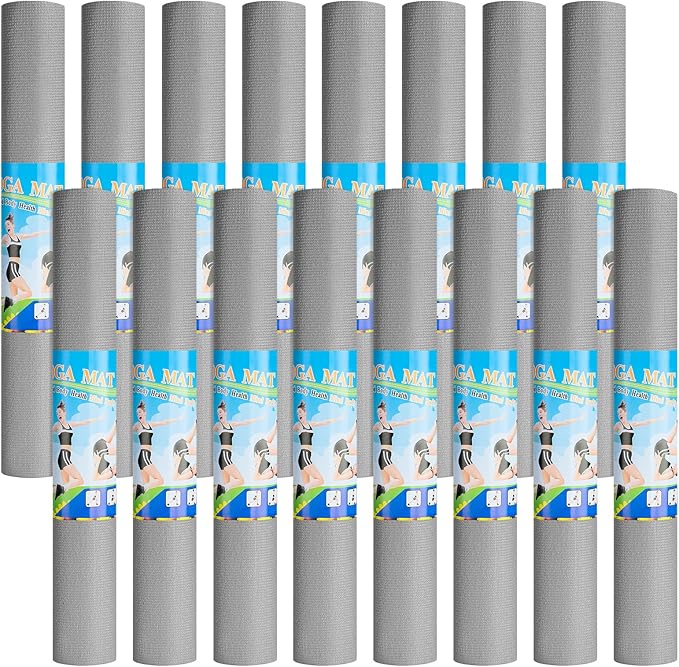 3 mm Thin Yoga Mats Bulk, Lightweight PVC Exercise Mats Non Slip Workout Fitness Pads for Yoga Pilates Stretching Classes Gym Home Studio, Easy to Clean