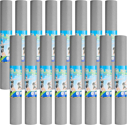 3 mm Thin Yoga Mats Bulk, Lightweight PVC Exercise Mats Non Slip Workout Fitness Pads for Yoga Pilates Stretching Classes Gym Home Studio, Easy to Clean