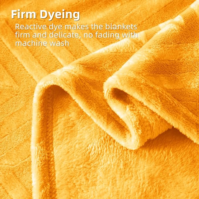 Whale Flotilla Flannel Fleece Fall Bed Blanket Queen Size, Lemon Yellow | Lightweight Breathable Soft Bedspread, Plush Fluffy Coverlet Chevron Design Decorative Blanket for Home Life, 90x90 Inch