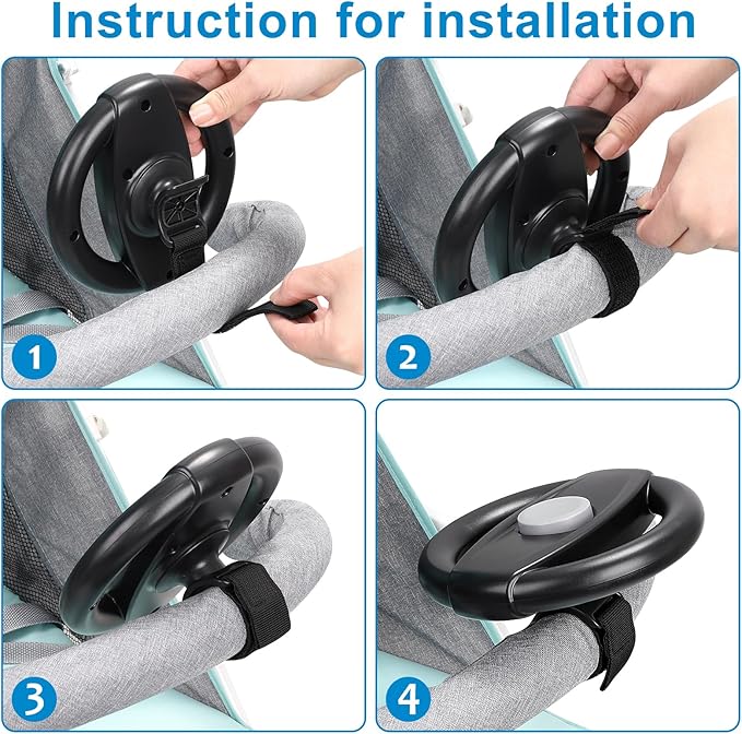 Accmor Stroller Steering Wheel Toy, Pretend Driving Simulated Steering Wheel for Stroller Shopping Carts Universal Detachable Funny Toy Attachment Accessories